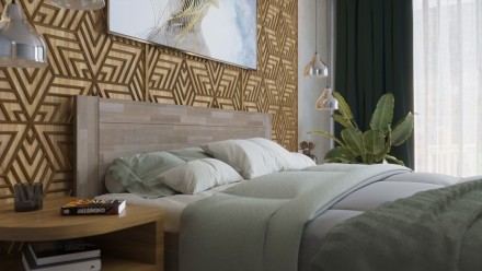 Masívna drevená posteľ s mierne zapustenými nohami