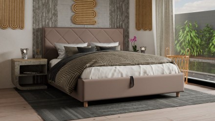 Krásne čelo Klinmam Madison s čalúnenými štvorcami sa vyznačuje nápaditým dizajnom a dokonalým remeselným spracovaním.