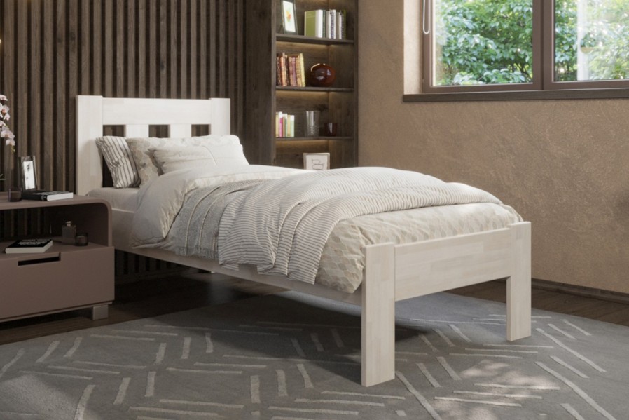 Utena predstavuje vzdušnú elegantnú posteľ z masívu s vertikálne členeným hlavovým čelom.