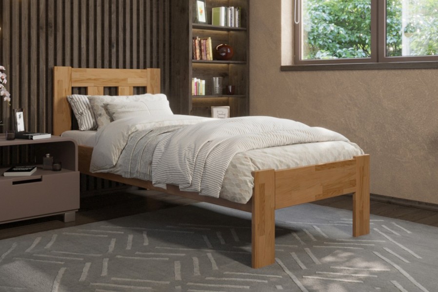 Utena predstavuje vzdušnú elegantnú posteľ z masívu s vertikálne členeným hlavovým čelom.