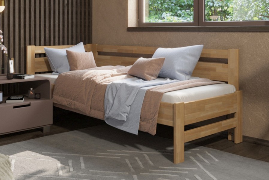 Posteľ Emily je veľmi obľúbené jednolôžko, ktoré sa bude hodiť do detskej izby aj spálne. Dokonalá vôňa dreva navodí v miestnosti úžasnú atmosféru, ktorá bude ideálna pre spánok.