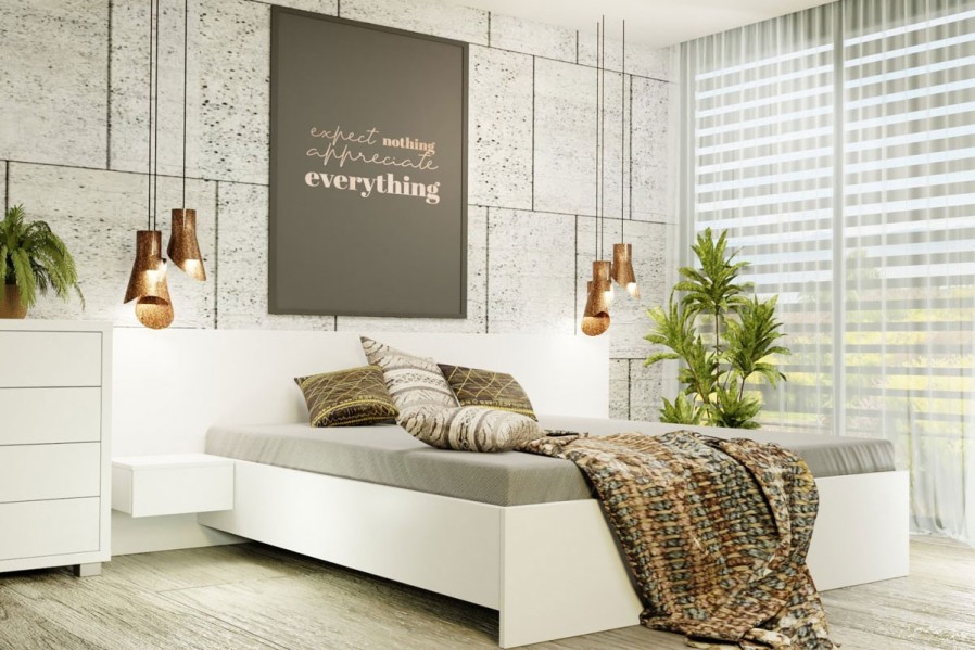 Posteľ Ella je charakteristická rovným a širokým veľkým čelom.