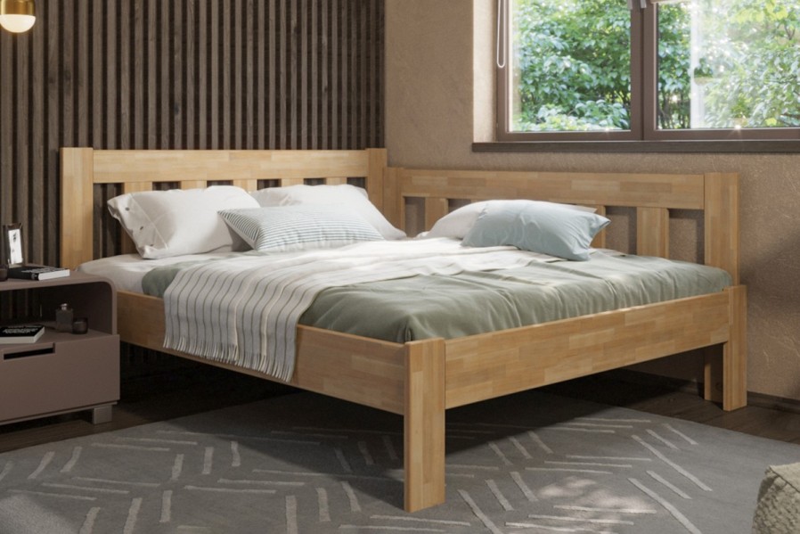 Utena predstavuje vzdušnú elegantnú posteľ z masívu s vertikálne členeným hlavovým čelom.