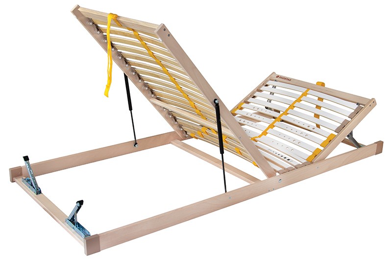 Rošt s ručným polohovaním s 5 anatomickými zónami a 28 lamelami v kaučukových puzdrách.