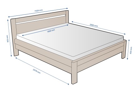 Posteľ Venta si môžete vybrať v prevedení z masívneho dubového alebo bukového dreva.