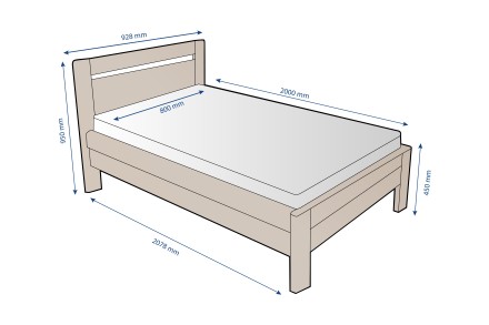 Posteľ Venta si môžete vybrať v prevedení z masívneho dubového alebo bukového dreva.