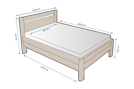 Posteľ Venta si môžete vybrať v prevedení z masívneho dubového alebo bukového dreva.