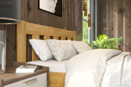 Utena predstavuje vzdušnú elegantnú posteľ z masívu s vertikálne členeným hlavovým čelom.