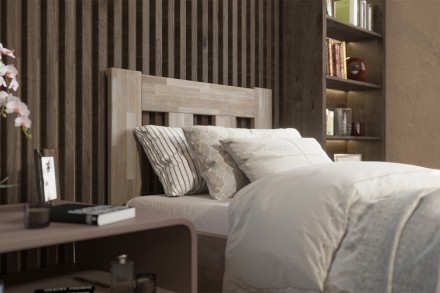 Utena predstavuje vzdušnú elegantnú posteľ z masívu s vertikálne členeným hlavovým čelom.