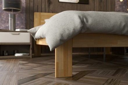 Spojenie pevnej postele Amien z masívneho buka s jednoduchým plným čelom a matraca Air Massage Memory 4.0, ktorý vďaka pamäťovej pene a masážnemu profilovaniu poskytuje výnimočný komfort a podporu pre zdravý spánok.