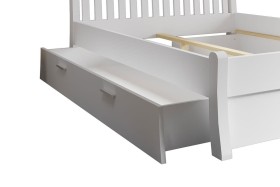 Zásuvka z borovicového dreva pre posteľ Tonja v prírodnom alebo bielom variante.