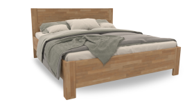 Masívna drevená posteľ s mierne zapustenými nohami