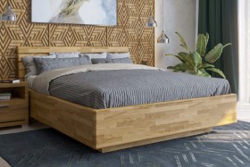 Drevená posteľ z dubu priamo z prírody Air, farba D1