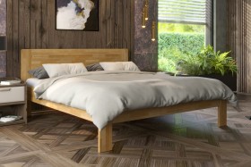 Masívna drevená posteľ s elegantným dizajnom z prírodného buku Amy, prevedenie BO101