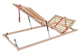 Rošt s vyklápaním nožnej časti pre prístup k úložnému priestoru Primaflex II HN P, 140x200 cm Celková výška roštu iba 5 cm zaistí vhodnosť roštu aj pre lôžka, kde by mohol zvolený matrac príliš vyčnievať nad horný okraj hrany postele.
