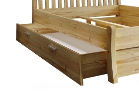 Zásuvka z borovicového dreva pre posteľ Tonja v prírodnom alebo bielom variante.